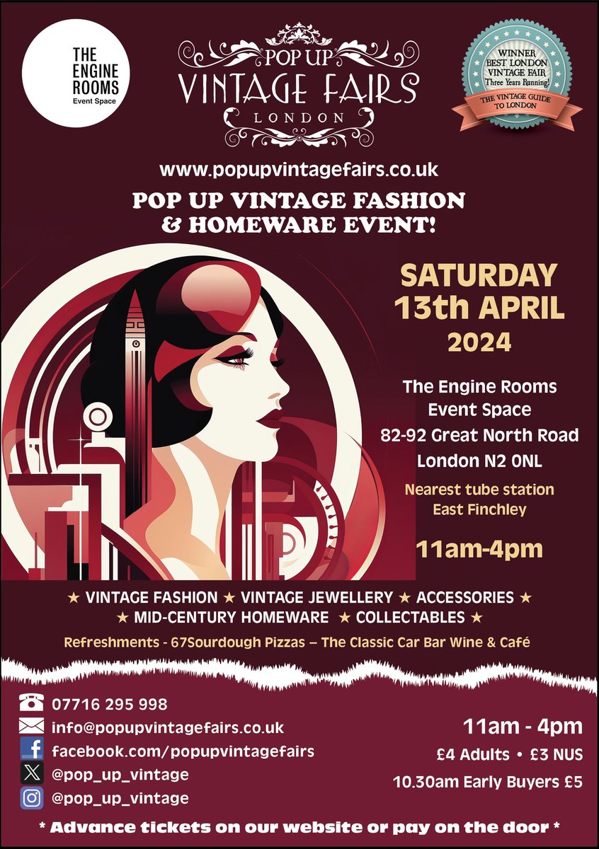 THREE WEEKS TO GO! 🥳
SATURDAY 13th APRIL
11-4pm

Vintage Shopping, classic cars, cafe, wine & pizza bar! 🛍️🍕🍷☕️🥐

The Engine Rooms at Hexagon Classics 
82-92 Great North Road, London N2 0NL
@EastFinchleyN2 @eastfinchleybiz @iloven2 @NrthLondonNews @MuswellHillNews