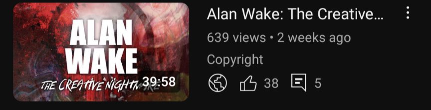 While it isn't having the same reach as my late big Remedy video, I'm still pretty happy with the numbers my Alan Wake Essay is doing. Though I am one of those suckers that is happy if ONE person enjoys my videos!