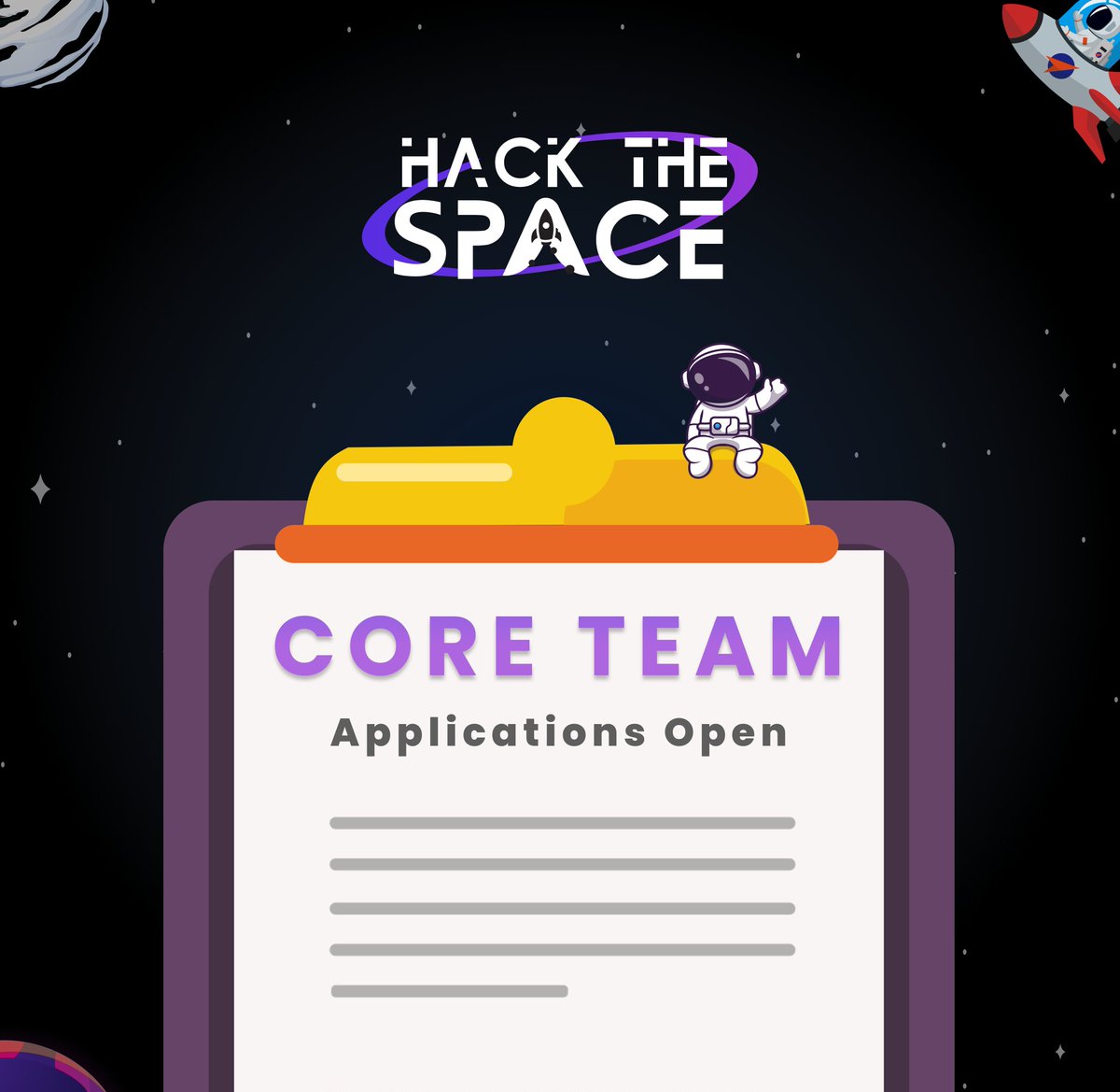 Join HackTheSpace Core Team for Season 2!✨ Fuel your passion for innovation and be part of something stellar!🌌 Apply now :- bit.ly/HTS-2-Core #HackTheSpace #Season2 #HTS2.0