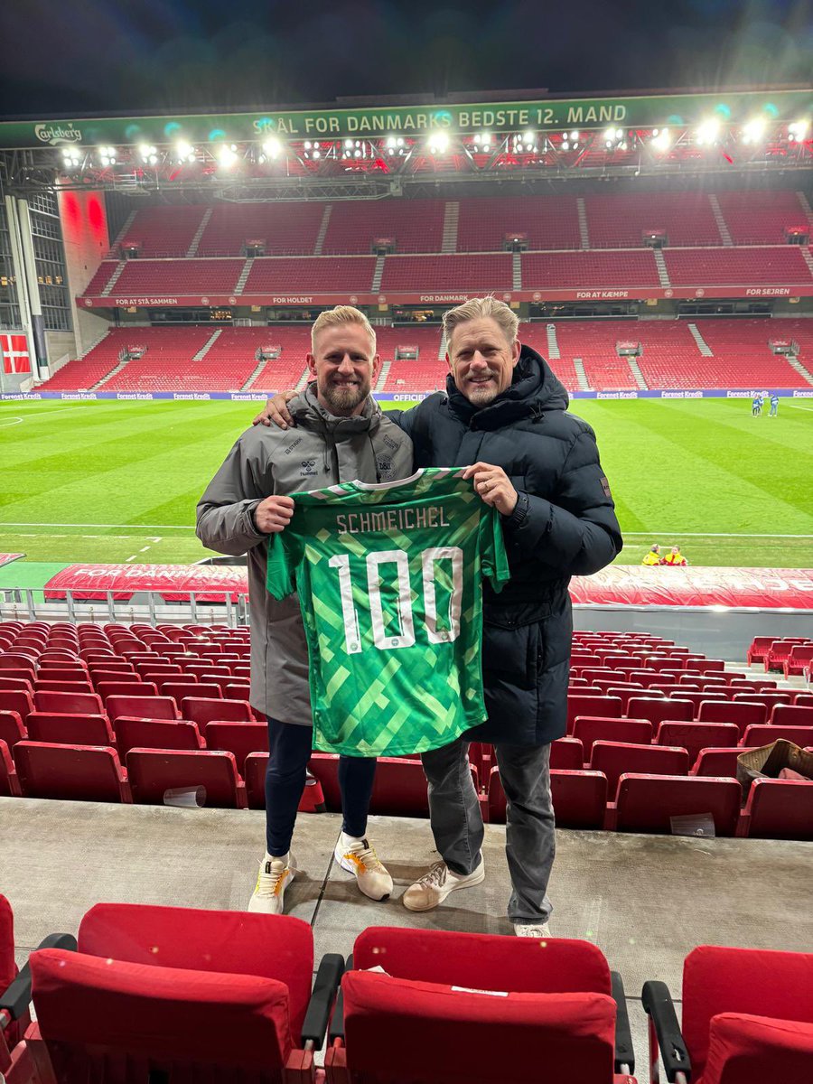 So proud of you son <a href="/kschmeichel1/">Kasper Schmeichel</a>. Welcome to Club 100 ❤️❤️