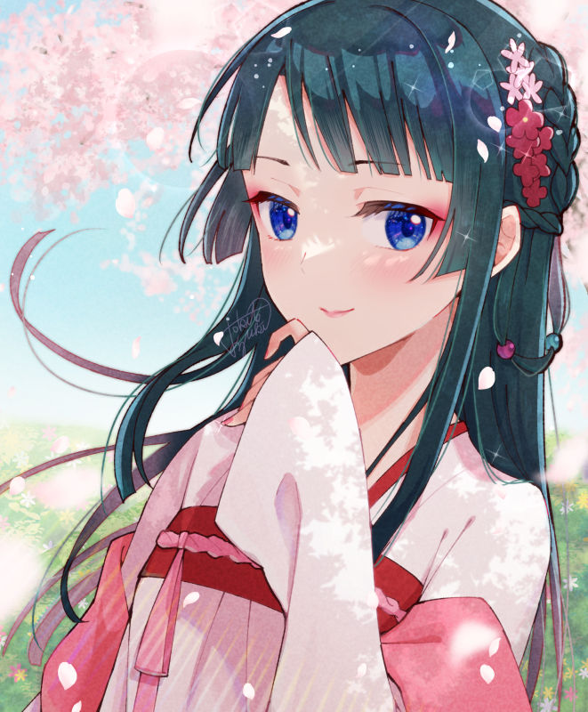 1girl solo long hair looking at viewer blush smile blue eyes  illustration images