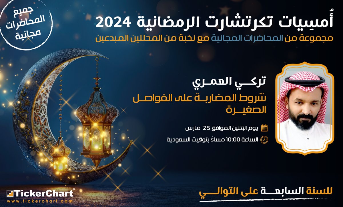 كونوا معنا غداً في #أمسيات_تكرتشارت_الرمضانية🌙

المحـلل : تركي العمــري <a href="/Turki2556/">تركي العمري ( صنعة في اليد )</a>

عنوان الأمسية : "شروط المضاربة على الفواصل الصغيرة"

التوقيت⏰: 10:00 مساءً بتوقيت السعودية

رابط البث📌 : youtube.com/live/A-_yxYsxo…

#تكرتشارت #رمضان #أمسيات_تكرتشارت