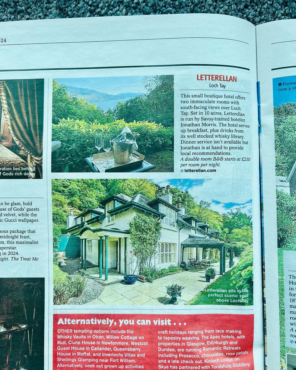 letterellan's tweet photo. Delighted to feature in @heraldscotland today: “This small boutique hotel offers two immaculate rooms with south-facing views of Loch Tay. Set in 10 acres, Letterellan is run by Savoy-trained hotelier Jonathan Morris.” #boutiquehotel #lochtay @VisitScotland https://t.co/uN8xtWxWx2