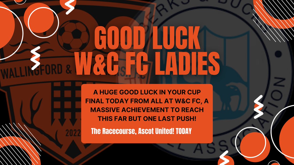 MATCHDAY! It’s MATCHDAY this afternoon in the @BerksandBucksFA cup final for our Ladies side. Head down to Ascot United (The Racecourse) to watch and support the team. From all at W&C FC we wish you all the best, go and smash it and Good Luck. #upthewally #UTW