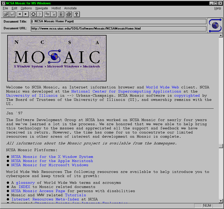 WebDesignMuseum's tweet photo. On 22 April, 1993, Students Marc Andreessen and Eric Bina from the University of Illinois programmed one of the first web browsers with a graphical interface – Mosaic 1.0.

#WebDesignHistory https://t.co/qFqcg31GlO