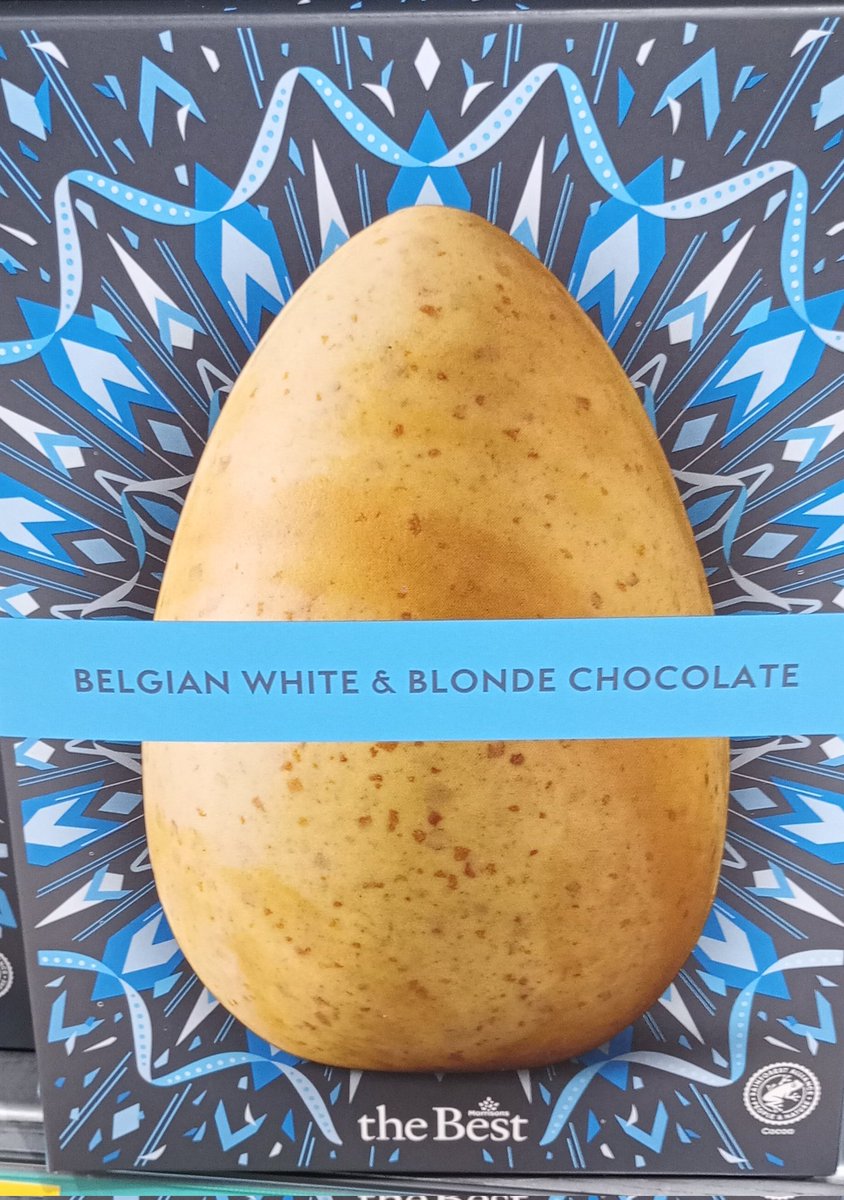Gargarin's tweet photo. I know I have iffy colour vision but this Morrisons Easter egg looks like a giant baking potato! https://t.co/bK6TauP2Ut