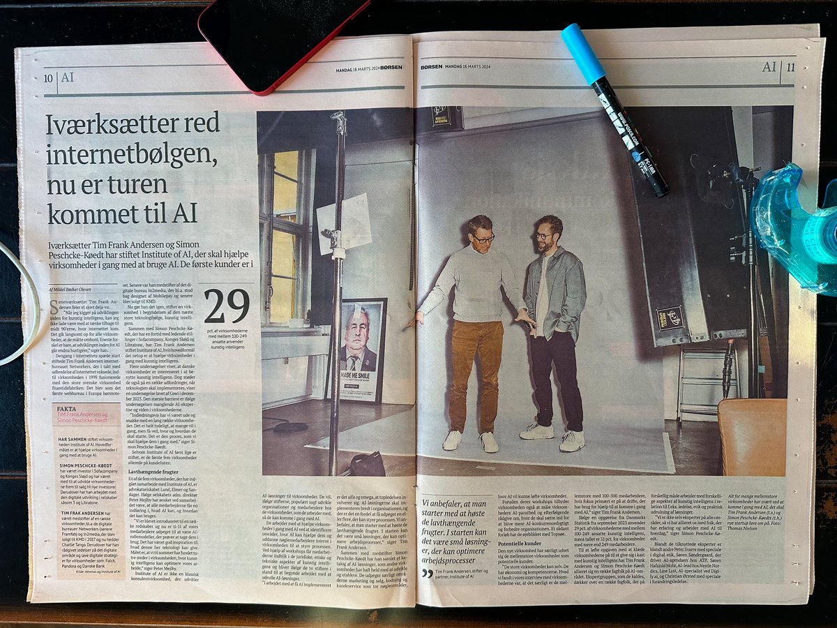 Last week we launched Institute of AI - our new company, formed as a decentralized autonomous organisation. Our aim is to help midsized comapnies get started with AI in a structured way. You can read more about it in Børsen or here: instituteof.ai