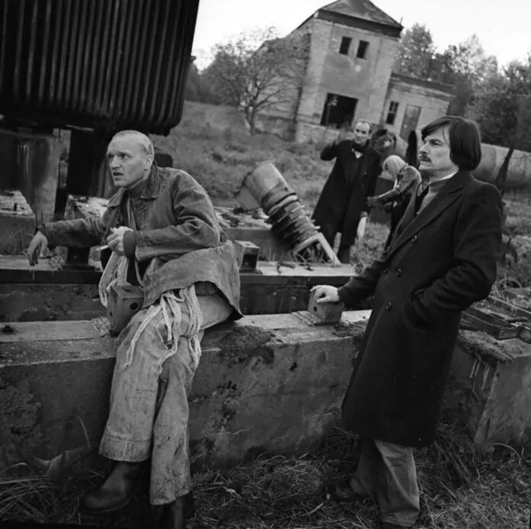 Andrei Tarkovsky, Aleksandr Kajdanovsky and Anatoly Solonitsyn on the set of “Stalker”, 1979.