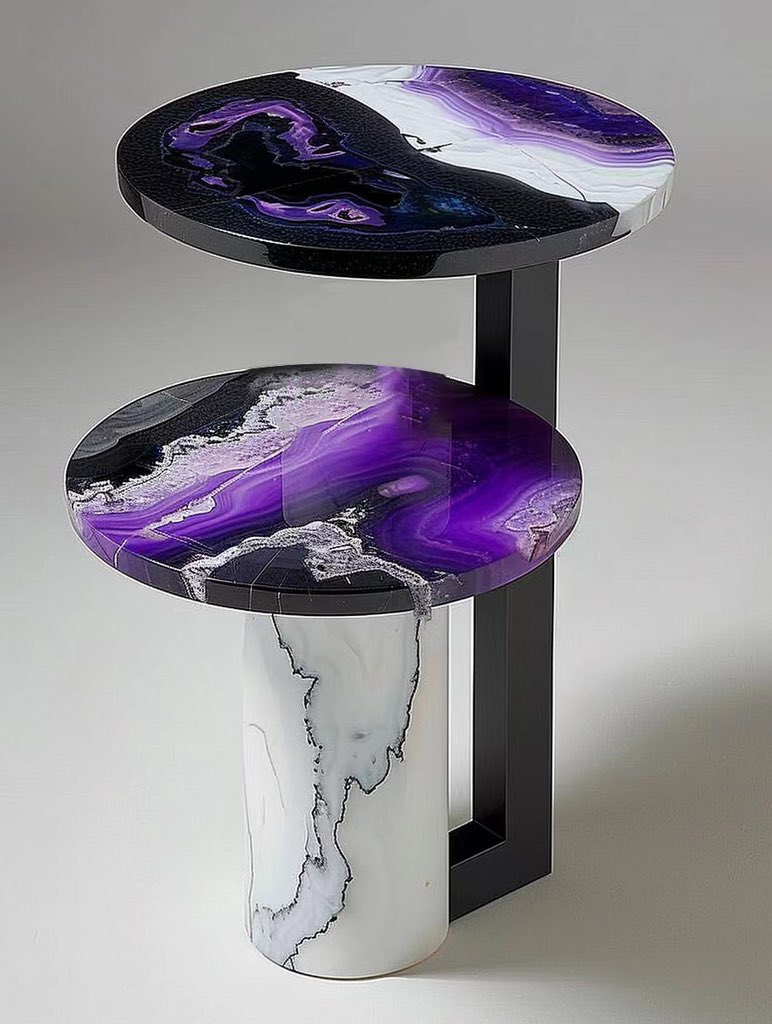 Elevate your space with the natural elegance of our artisanal amethyst and marble corner table. #HandcraftedLuxury #ModernDesign