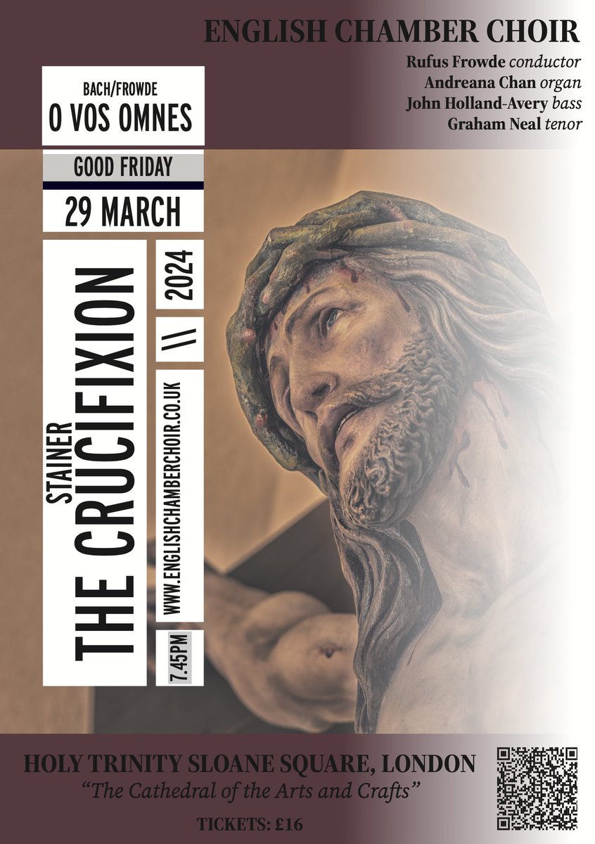 Music, Architecture & Time combine sublimely on #GoodFriday, 7.45 - 9pm. In addition to 'The Crucifixion', the @EngChmChoir #concert opens with my setting 'O Vos Omnes' (a choral reworking of Bach's Cm Prelude BWV 847) which might pique your interest... eventbrite.co.uk/e/the-english-…