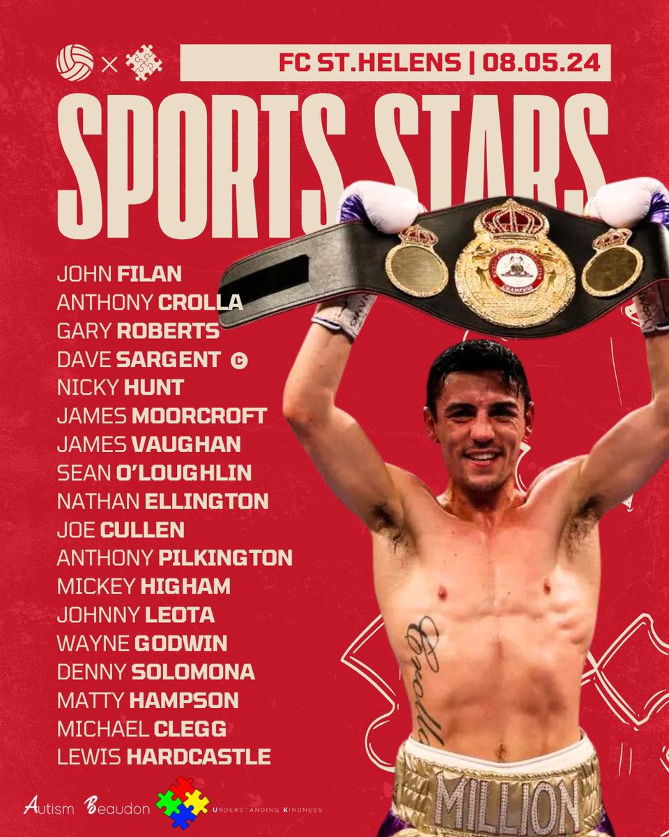 Get your tickets now! Should be one hell of a night 💙❤️💚💛 eventbrite.co.uk/e/fc-st-helens… #AutismAwareness #autism #acceptance #sportsstars #Hollyoaks @ant_crolla