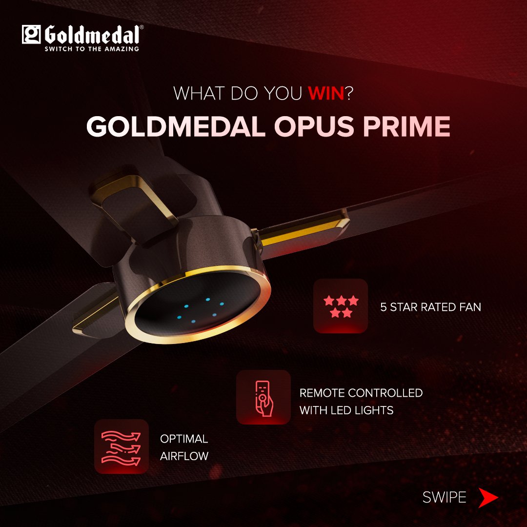 goldmedalindia's tweet photo. Score big this season with Goldmedal #FanForAFan Contest.
Test your mettle by answering cricket trivia questions every week and stand a chance to win luxurious smart fans from @goldmedalindia
Ready to play and win? Follow @goldmedalindia now!
*T&C Apply

#GoldmedalElectricals #GoldmedalIndia #SwitchToTheAmazing #ThandRakhYaar #Contest #ContestAlert #ContestTime #CricketContest #CricketSeason #IPL #Fans