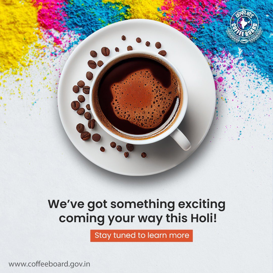 The festival of colours brings with it a vibrant surprise for you! Watch this space for more information. #festivalofcolours #holi #staytuned #butfirstcoffee #indiacoffee