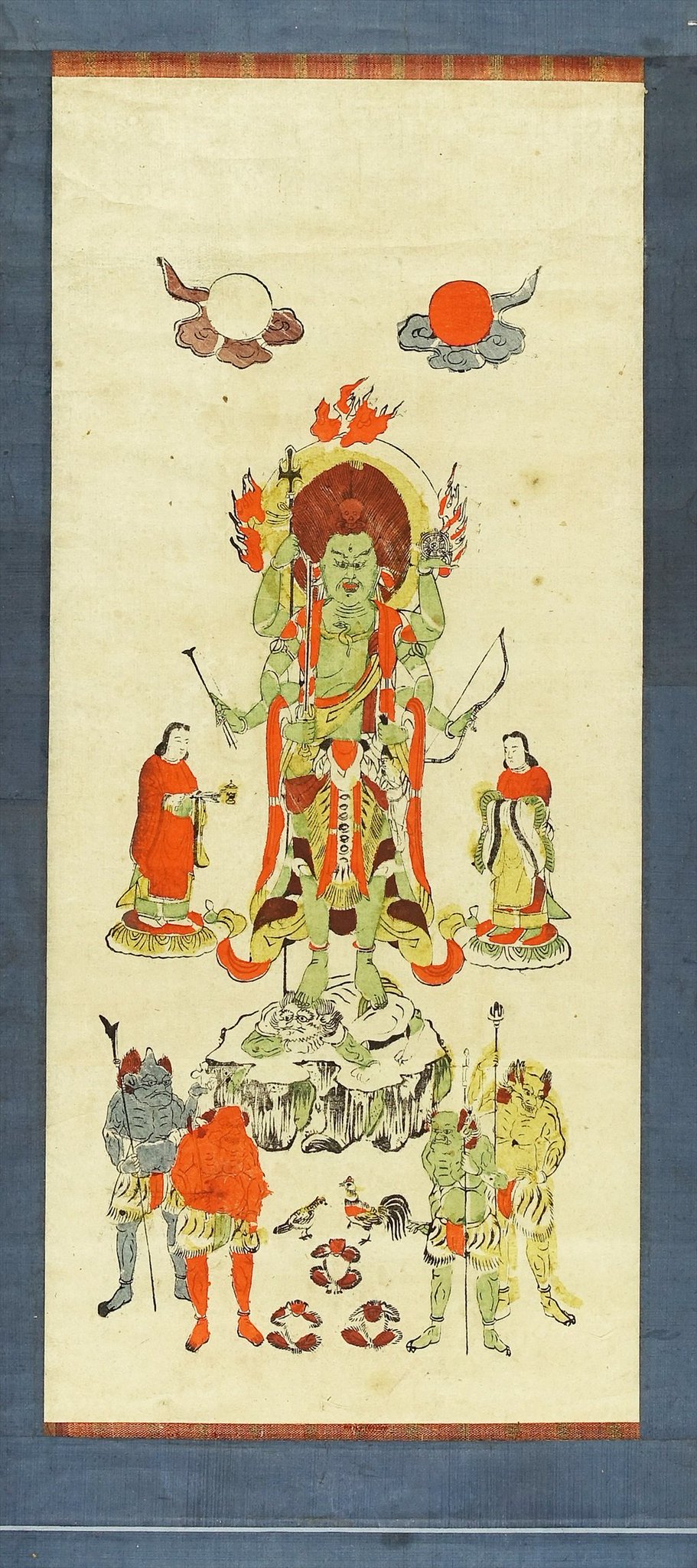 古仏画『青面金剛』紙本 彩色 著色 肉筆 二点セット 額装 庚申信仰 GJbYsD4aIAAMlEU.jpg:large
