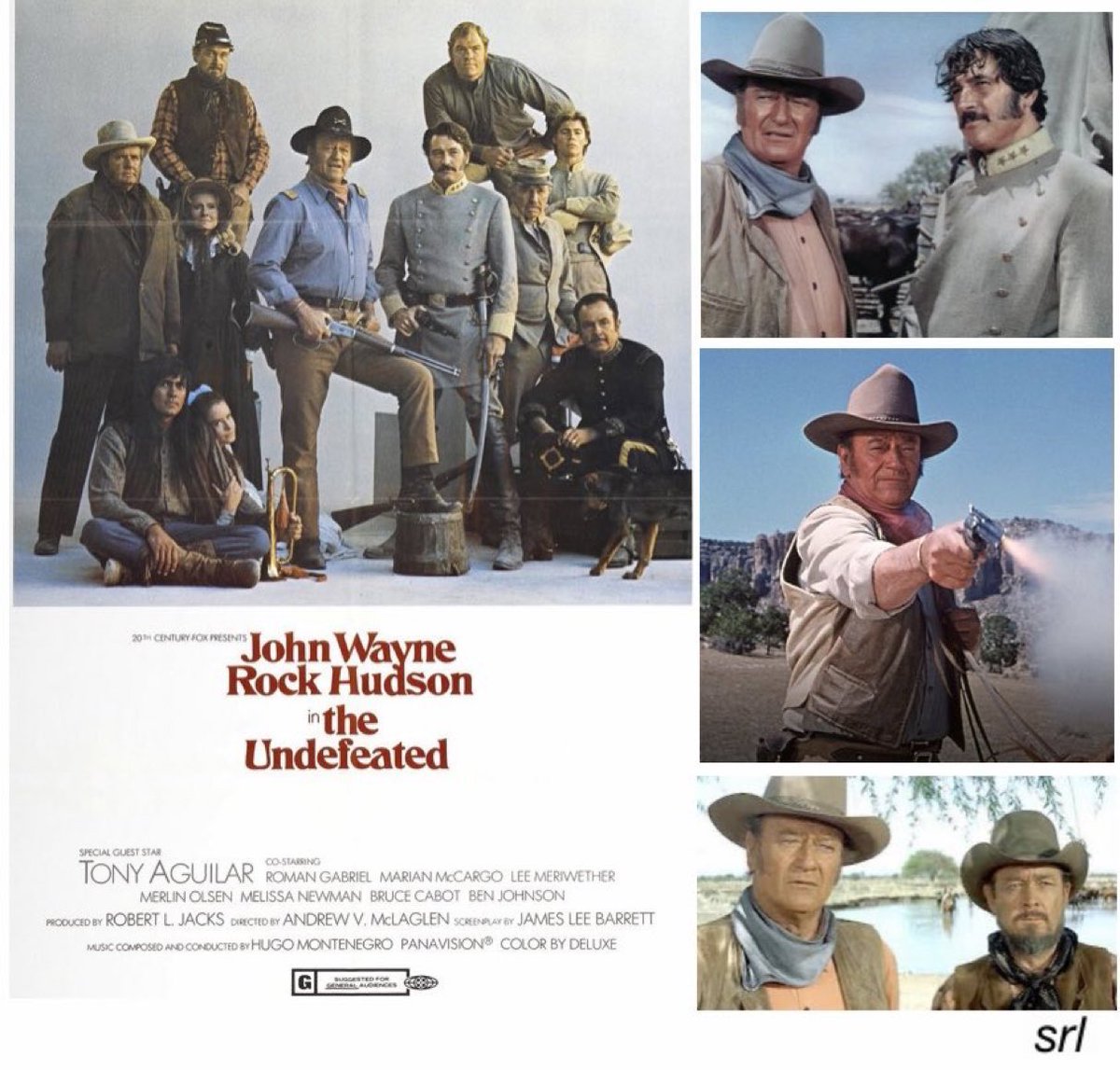 SaveRedlandLibr's tweet photo. 11:35am TODAY on @TalkingPicsTV
The 1969 #Western film🎥 “The Undefeated” directed by #AndrewVMcLaglen from a screenplay by #JamesLeeBarrett and story by #StanleyHough
🌟#JohnWayne #RockHudson #TonyAguilar #BenJohnson https://t.co/EDTLPfgA8O