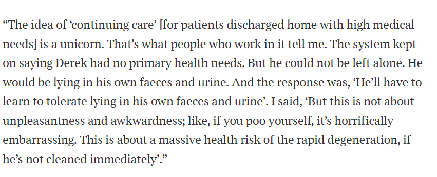 The UK care system awful even for those who have some muscle, power, influence and potential to earn. Kate Garraway fallen into at least £800,000 of debt from care costs alone. This is how she describes the care system for Derek Draper (I feel another campaign coming on: