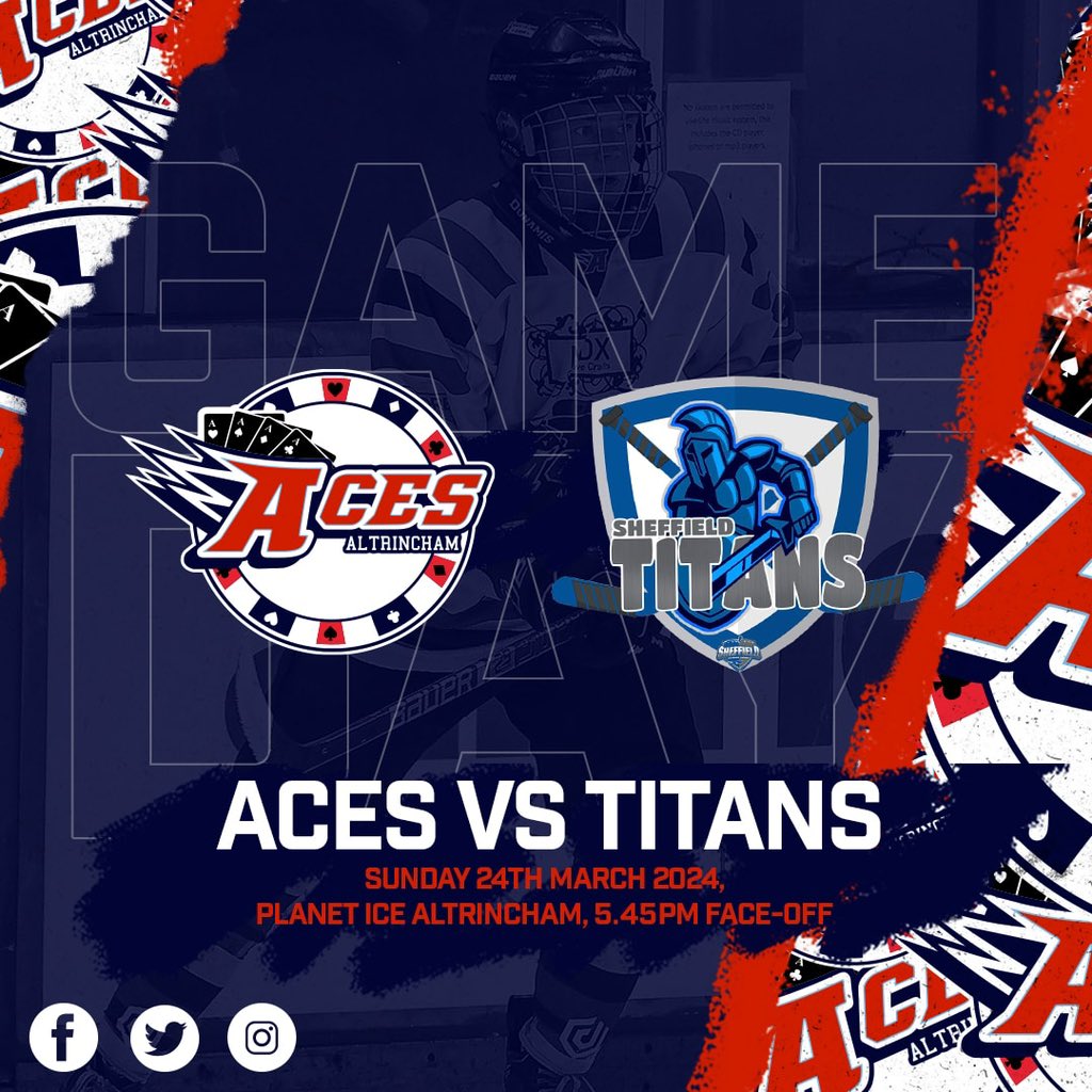 Altrincham Aces (@altyaces) on Twitter photo 🚨GAMEDAY🚨
It’s the last game of the regular season, as we look to head into the playoffs with a win
Keep an eye on our IG & FB Stories for live score updates!
🆚 <a href="/SheffTitansIce/">Sheffield Titans</a>
📅 Sun 24th Mar 2024
⏰ 5.45pm
📍 <a href="/Altrincham_Rink/">Altrincham Ice Rink</a>
♦️♠️❤️♣️
#aces #altrincham #acesvstitans 🚨GAMEDAY🚨
It’s the last game of the regular season, as we look to head into the playoffs with a win
Keep an eye on our IG & FB Stories for live score updates!
🆚 <a href="/SheffTitansIce/">Sheffield Titans</a>
📅 Sun 24th Mar 2024
⏰ 5.45pm
📍 <a href="/Altrincham_Rink/">Altrincham Ice Rink</a>
♦️♠️❤️♣️
#aces #altrincham #acesvstitans