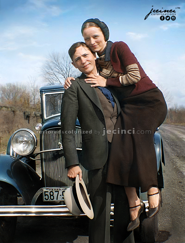 Bonnie & Clyde - 1933 #PublicEnemies #colorized #restored