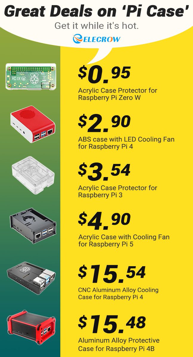 📢 This Week Deals Are Here⚡️Exciting offers await you for the '#RPI Case' on #Elecrow! Check them out while supplies last! 👇 elecrow.com/catalogsearch/…