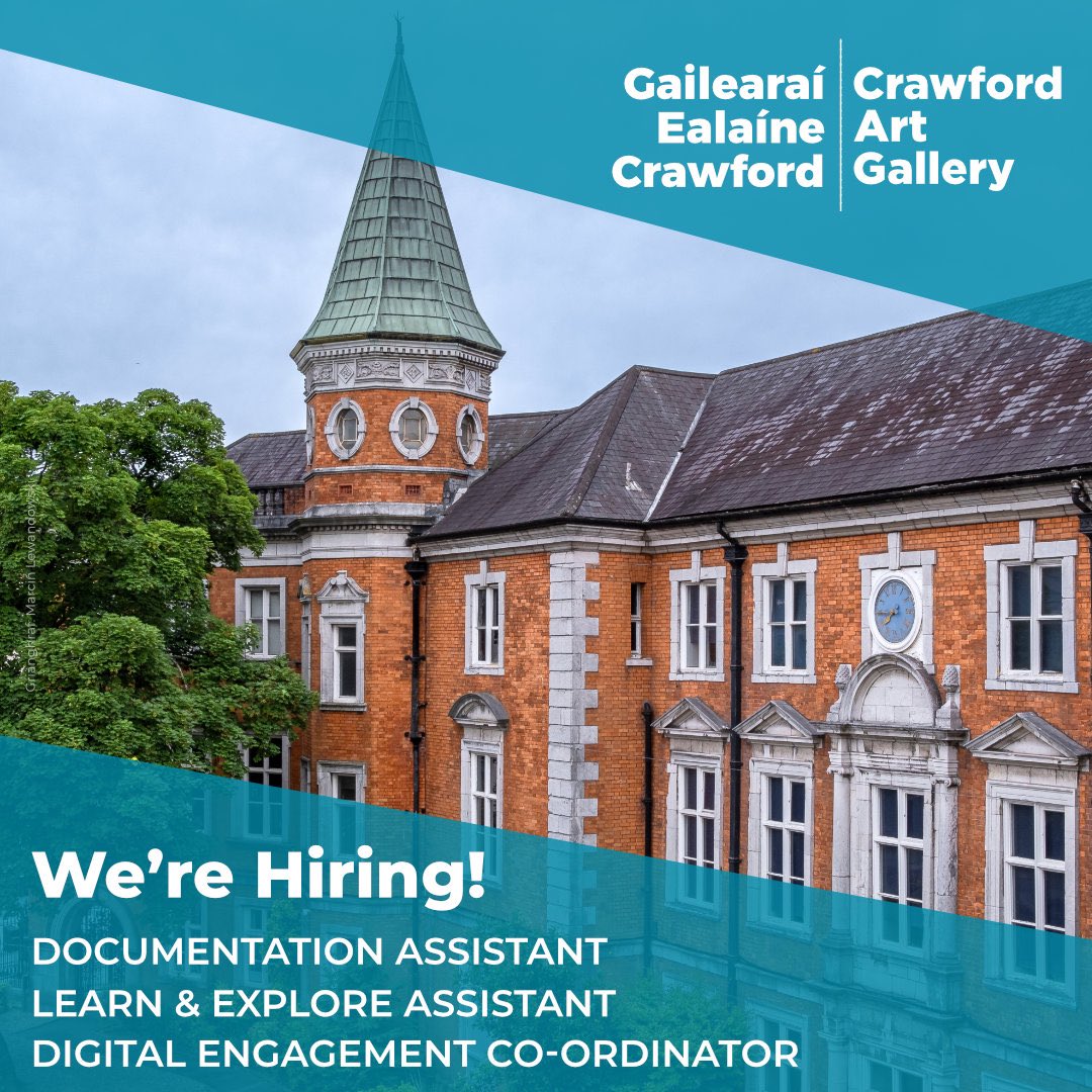 ❗️ WE’RE HIRING ❗️   Crawford Art Gallery is seeking a Documentation Assistant, Learn & Explore Assistant, and Digital Engagement Coordinator on a Permanent Contract of Employment.    Closing date for applications 5 April 2024.   ℹ️👉 crawfordartgallery.ie/vacancies/