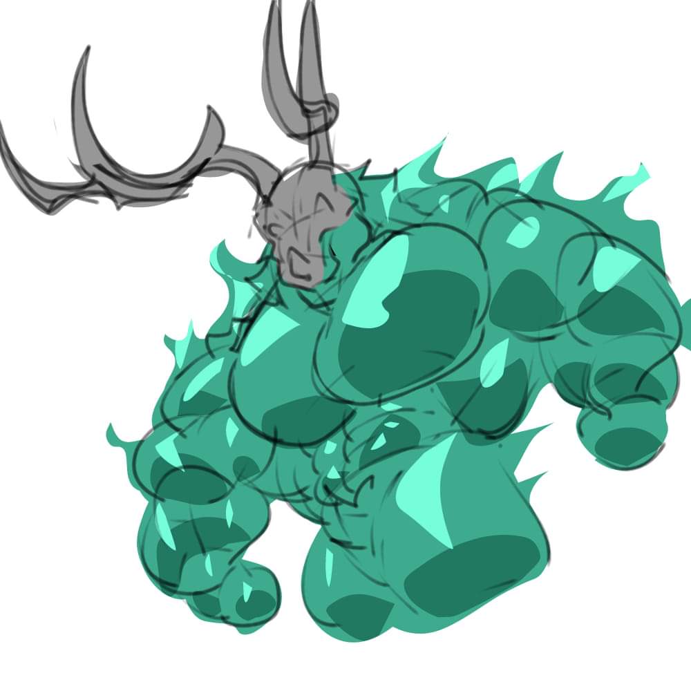 new oc his name toothgos or tooth/gos
ึtooth is a tiger character and gos is a deer skull mask 
I'm still not sure about Gos' semi-fire spirit bone form, so I haven't drawn it completely yet.