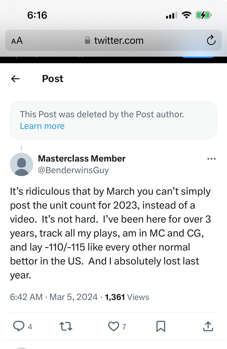 Cool recap video tonight <a href="/BenderWinsYT/">Bender Wins Sports Betting</a> .  I especially liked the part about how you can’t delete comments 🤣

Still looking for that Consensus Group recap where you show it lost in 2023 and is down in 2024.  But, 2-0 today!