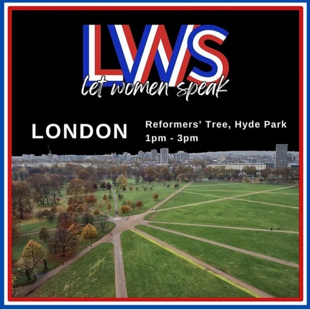 If you are sick of these perverted men pretending to be women, do come down today! #LetWomenSpeak @ThePosieParker ❤️ 

1pm
Reformers Tree 
Hyde Park
London

#leavekidsalone 
#london
#LetWomenSpeak
#LetWomenSpeakLondon