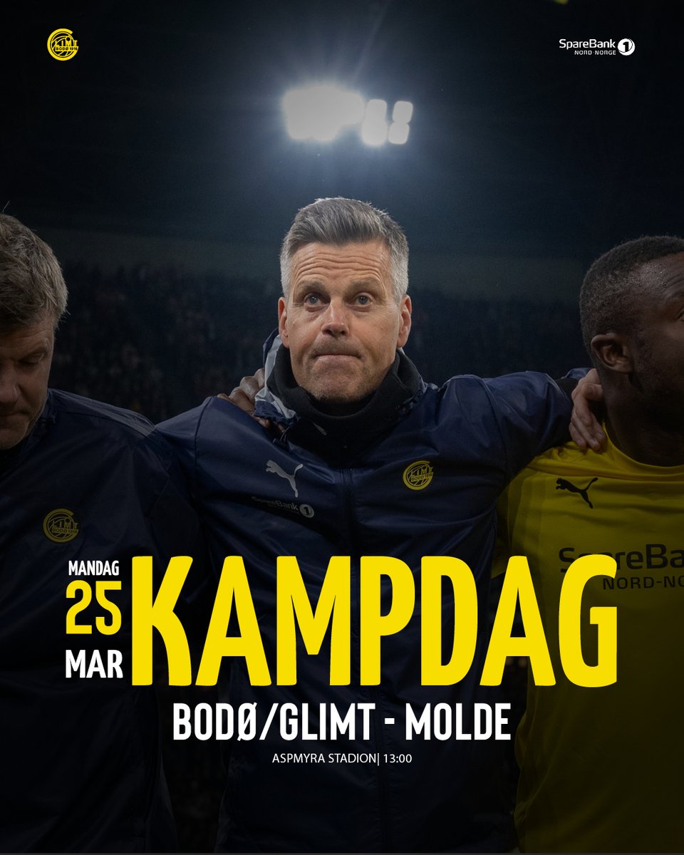 𝗞𝗔𝗠𝗣𝗗𝗔𝗚

🏆 Treningskamp
🗓️ Generalprøve
🆚 Molde
🕕 13:00
🏟️ Aspmyra
🎫 glimt.no/billetter
📺 Direktesport
📸 Kent Even Grundstad