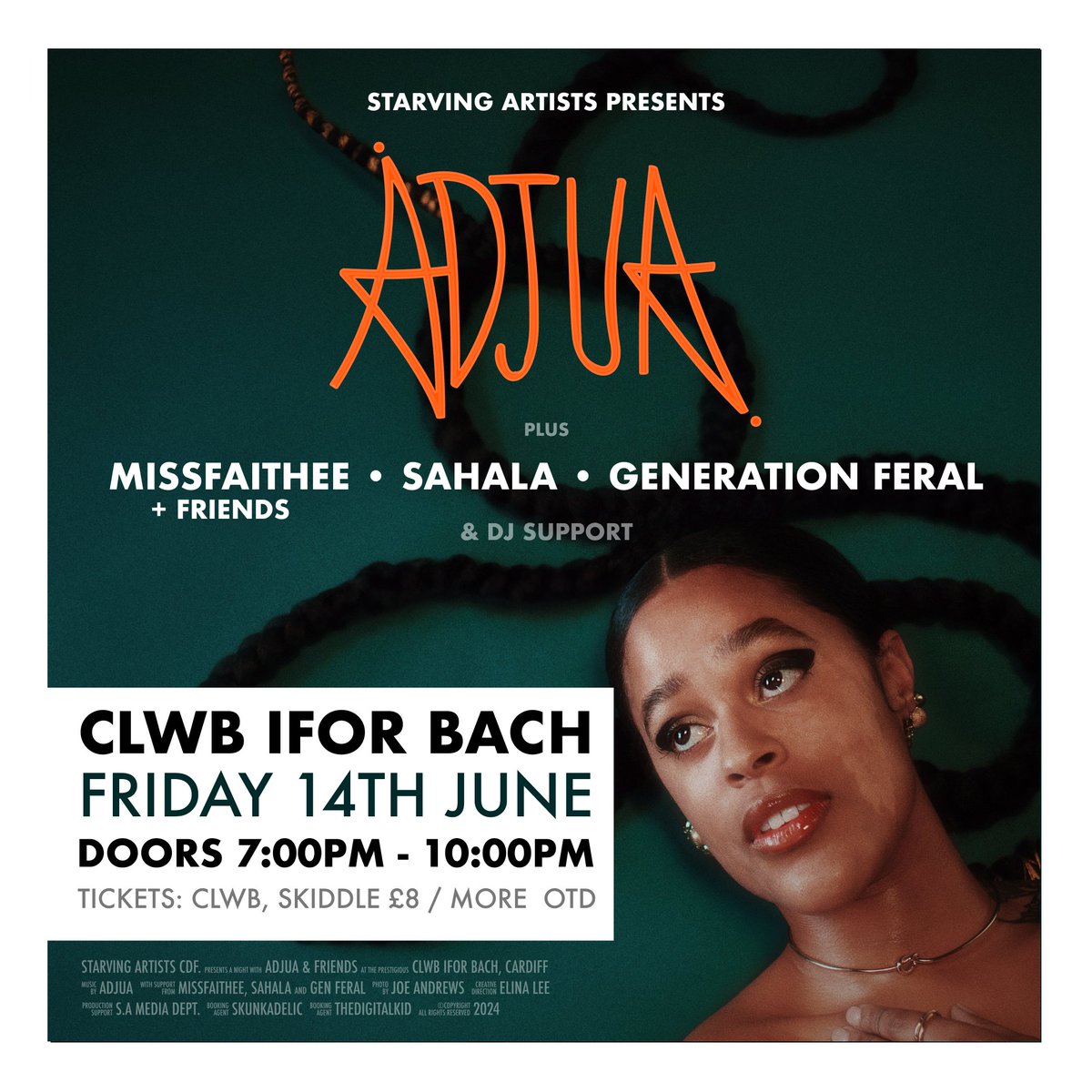 First Cardiff show of 2024! With amazing support form <a href="/MissFaithee/">MISSFAITHEE</a>, <a href="/sahala/">sahala</a> and GenerationFeral.
Only place to hear new music, join us at <a href="/ClwbIforBach/">Clwb Ifor Bach</a> xxxxx
Check my bio for tix xx
With thanks to <a href="/StarvingArtists/">Starving Artists</a>
