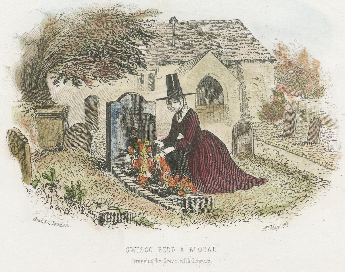 Welsh folklore tells us that Palm Sunday is a time to remember the dead: 'In some parts of Wales Palm Sunday, called in Welsh Sul-y-Blodau (Flowering Sunday), all the graves in churchyards, cemeteries, and burial-places are decorated with flowers.' #PalmSunday #FolkloreSunday