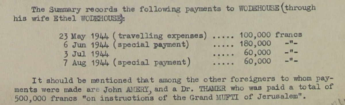 Scarletboy44's tweet photo. Interesting to read that on 6 June 1944, as the Allies landed in Normandy, Sir Pelham Grenville Wodehouse, was allegedly paid 180,000 French Francs by the Nazi regime in Paris, where he was living with his wife. A case for Treason or a master spy? #liketoknow #TreasonHasRewards https://t.co/RWRNuGzQ84