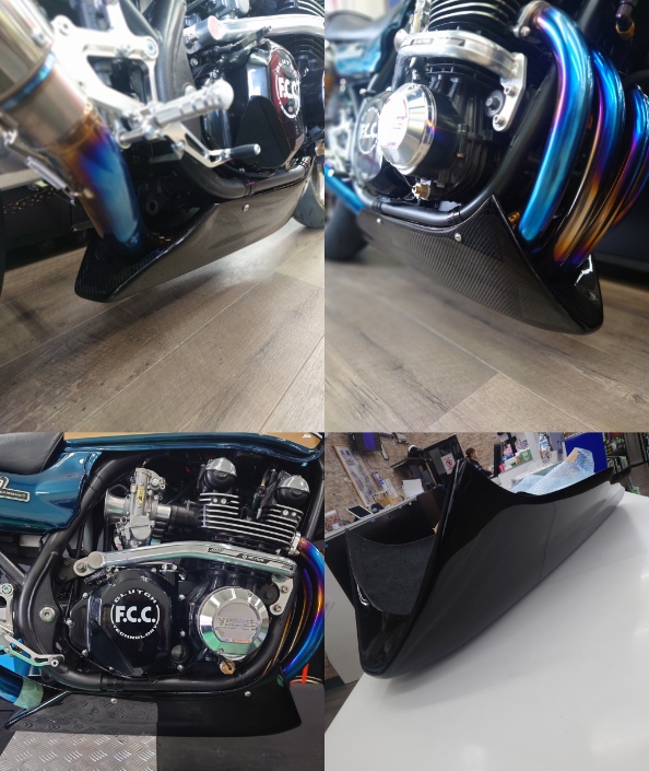 カスタム中ゼファー750にカーボンアンダーカウル装着😍恒例のマフラー