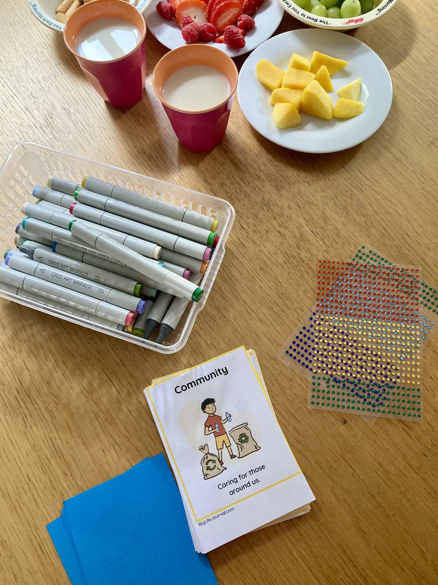 Running a workshop to co-produce our list of family values the way I run all my workshops - snacks, stickers and bits of paper