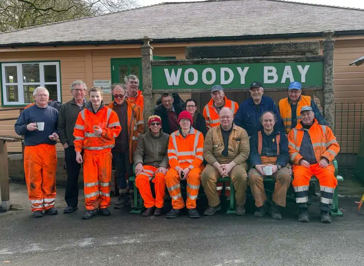 One of the best things about volunteering on a heritage railway are the friends you make. Here we all, still smiling, after a hard weekends work at the Lynton and Barnstaple Rly. @woody_bay
