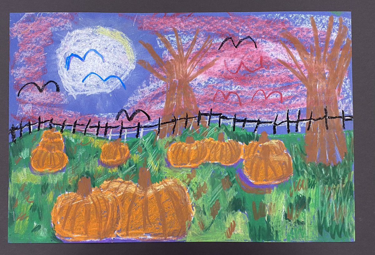Youth Art Month daily featured artwork. Third grade autumn landscape. #artsacrossva24 #fcps1artsyam24 #fcps1ARTS #vaartedYAM24 @GreenvilleES