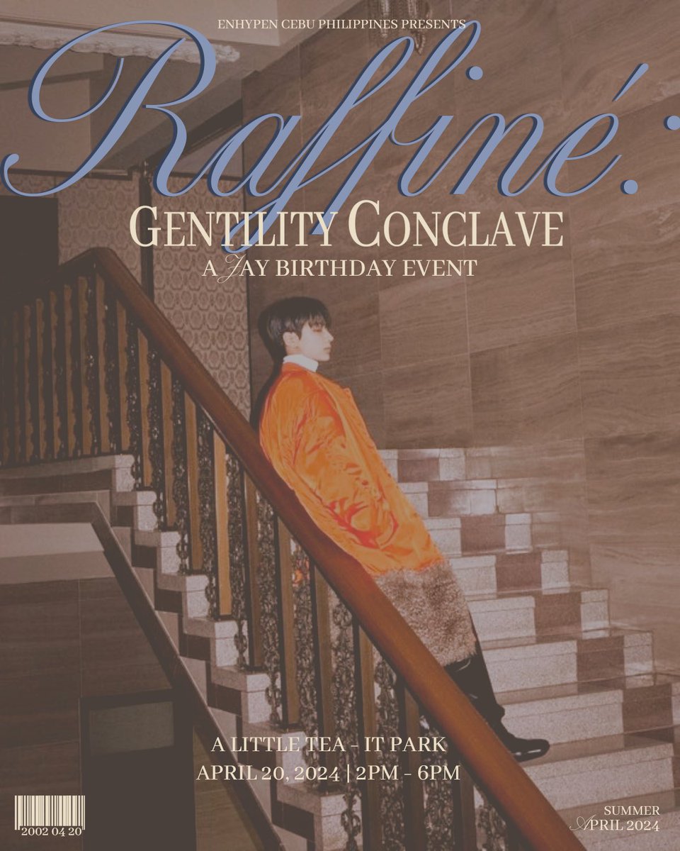 enhypencebuphi's tweet photo. As we celebrate ENHYPEN Jay's birthday, we bring you the gathering wherein elegance takes center stage as the elites come together for an evening of opulence and revelry.

Register here: 
https://t.co/NRscIieFft

#ENHYPEN #엔하이픈 #JAY #제이 #ENHYPEN_Cebu #RAFFINÉ https://t.co/PdjWeuZN9y