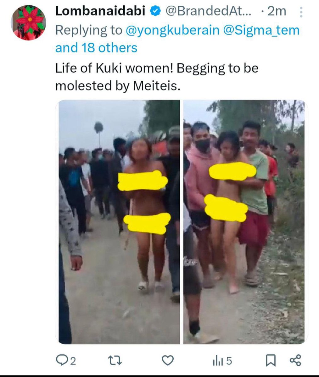 ZoLianuDebby's tweet photo. It is appalling how some #meitei men & women take pride in the crimes they have committed. Hatred has certainly stripped off their sense of judgement to see what is right & what is wrong. It has become okay for them to be vulgar & to live with no dignity. These are the people the #kuki_zo are dealing with on a daily basis!

@TeamSaath @lindayaX @Jenner_Balagot @X
@TwitterIndia @manipur_police @Ccpur_Police @zsfghq_official @KSO_Lamka @Cyberdost
@sloitongba

#MeiteiAtrocities #MeiteiWarCrimes #ManipurViolence