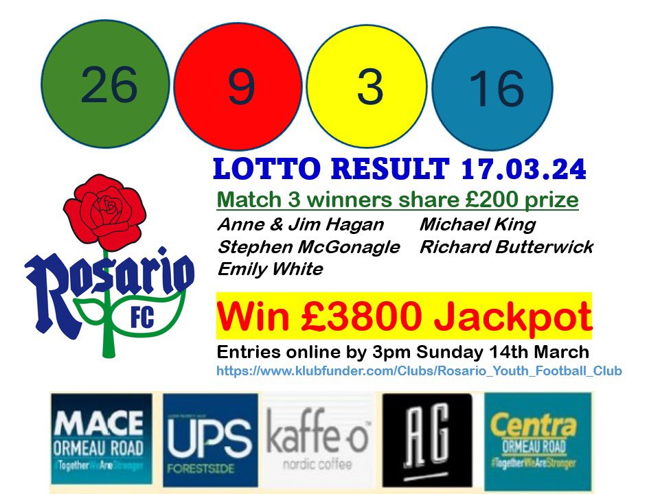 Still time to get your tickets for today’s Lotto draw! Could this be the draw where we get a jackpot winner? It can’t be you if you’re not signed up at klubfunder.com/Clubs/Rosario_…
