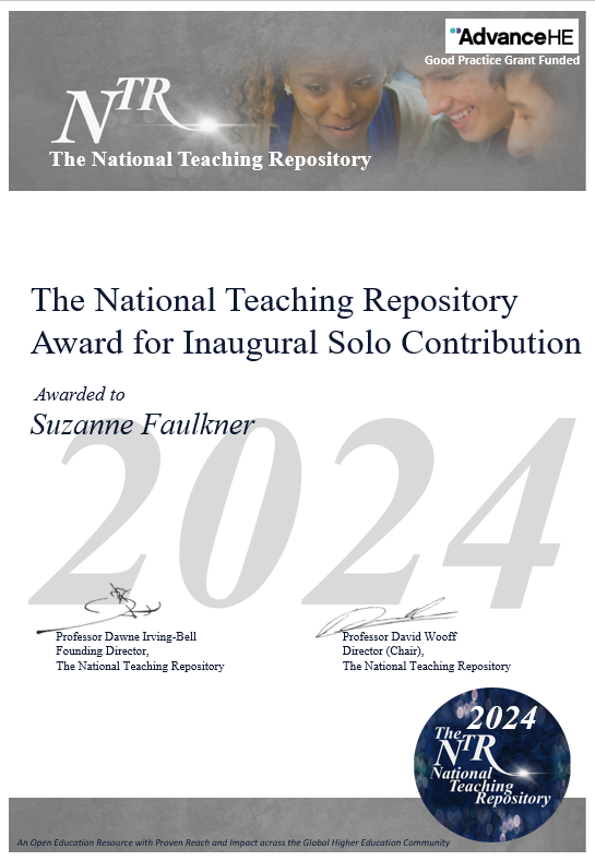 We are delighted to present the @NTRepository Award for Inaugural Solo Contribution to @SFaulknerPandO. Thank you for sharing, we hope it is the first of many! View this insightful piece into playful learning here: doi.org/10.25416/NTR.2…