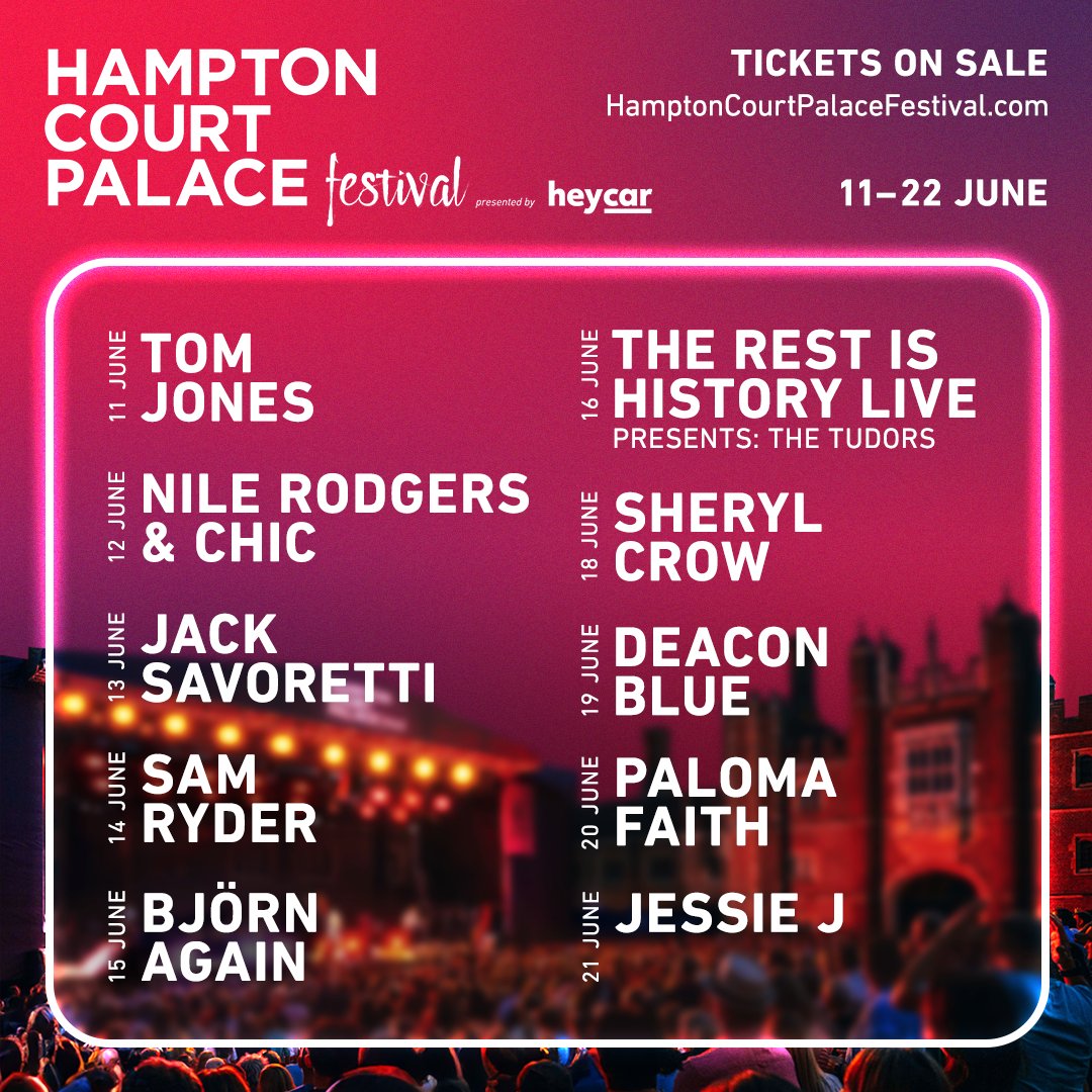 This June, enjoy 10 nights of summer sounds in the majestic surroundings of Hampton Court Palace ☀️🎤💜 Book your tickets now: hamptoncourtpalacefestival.com/tickets/ #HCPFestival