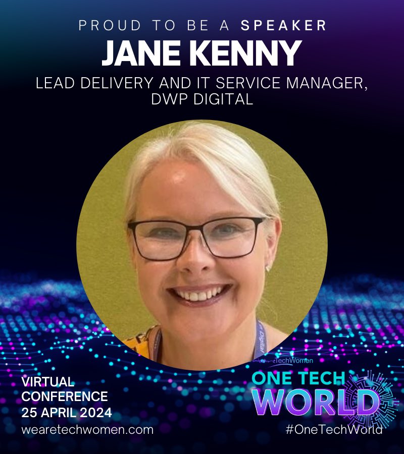 Super proud to be speaking at this year's @WeAreTechWomen's
#OneTechWorld Global Virtual Conference 

Join us on 25th April to boost your career by booking your ticket FREE here 👇🏻
bit.ly/OTW-2024

@DWPDigital 
#TechWomenTop100