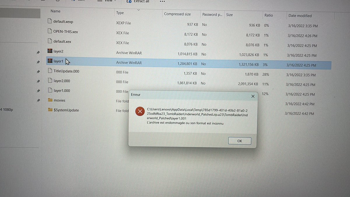 Mehdi_mf1's tweet photo. @SteveOfWarr Hey Steve! I tried to run the TRU DLC PC pack but it’s not working. I got this error message when trying to unzip the TR files . It translates to : “ The archive is damaged or its format is unknown. “ any tip? https://t.co/BLcLg9x4xb