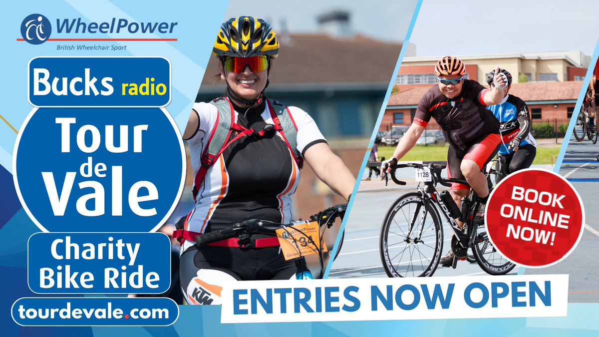 Ready, steady, and GO! 🏁 Entries for the 2024 Bucks Radio Tour de Vale are NOW OPEN 🚴‍♀️ Join WheelPower on Sunday 9 June for Buckinghamshire biggest charity bike ride. Choose from 25, 75 & 110km routes. Get involved and SIGN UP tourdevale.com #TourdeVale #WheelPower