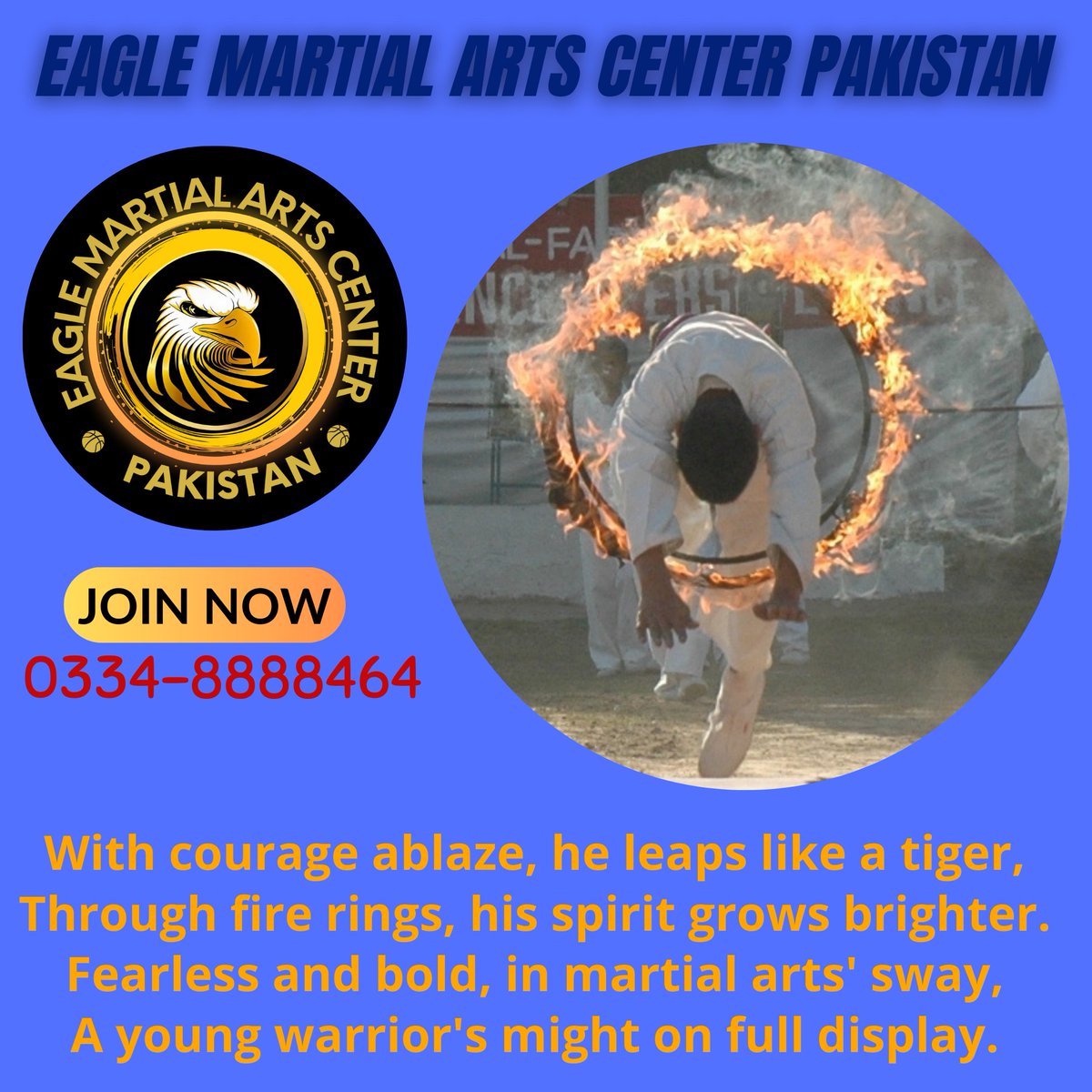 EAGLE_M_A_C_P's tweet photo. With courage ablaze, he leaps like a tiger,
Through fire rings, his spirit grows brighter.
Fearless and bold, in martial arts' sway,
A young warrior's might on full display.
#CourageousLeap #TigerJump #FearlessWarrior #MartialArtsPower
#InnerStrength #VictoryMindset https://t.co/lHO0BZtsyv