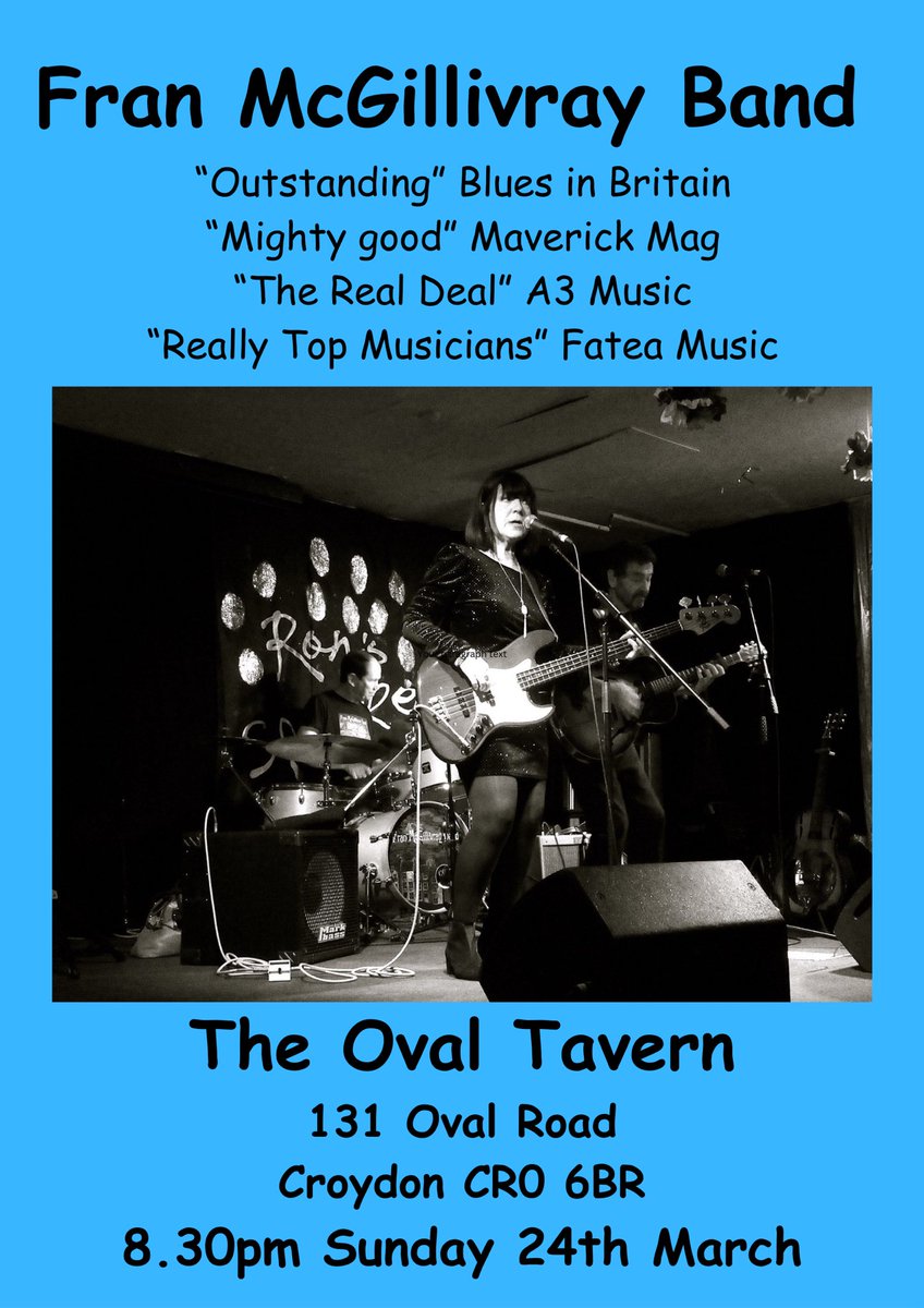 Playing  @at_oval tonight!  Going to be awesome. @BluesRootsUK @BluesMattersMag @BluesandSoul @UKBluesFed @cerysmatthews @WRINKLYCLUB @gr8musicvenues @StuartMaconie @BillNighyUK_ @BPALive @RocknReelR2 @RTBMusicAgency @feenstrablues