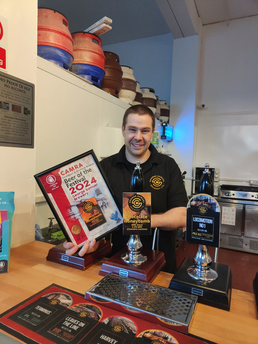 Liverpool Beer Fest (@lbfcamra) on Twitter photo Presented by Paul Dobson, from <a href="/CAMRADurham/">CAMRA Durham</a>. Andrew Ferriman of George Samuel Brewery Ltd in county Durham looks suitably pleased with his Beer of the Festival award from the Liverpool and districts branch of CAMRA for their Chocolate Honeycomb Stout. Presented by Paul Dobson, from <a href="/CAMRADurham/">CAMRA Durham</a>. Andrew Ferriman of George Samuel Brewery Ltd in county Durham looks suitably pleased with his Beer of the Festival award from the Liverpool and districts branch of CAMRA for their Chocolate Honeycomb Stout.