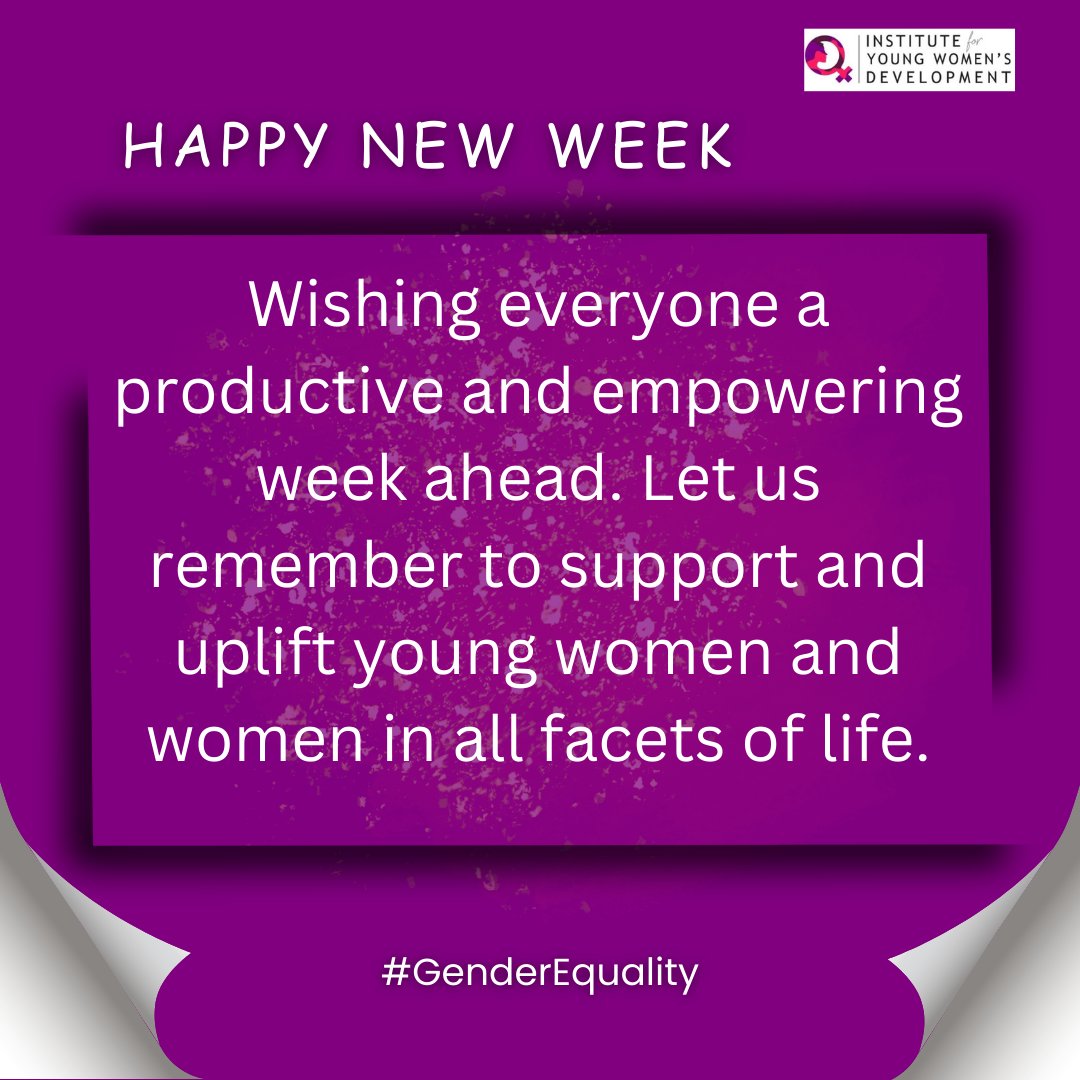 Happy New Week! #GenderEquality @glanyline @AllianceofCBOs @AfriWomenLead @unwomenzw @TsitsiMashiri @carolmakanaka @GwenTrust @yicet263 @LMatibenga @CarinaZindoga1 @hrw @dhorobha @USchreecie @1africa1love @nancynjenge