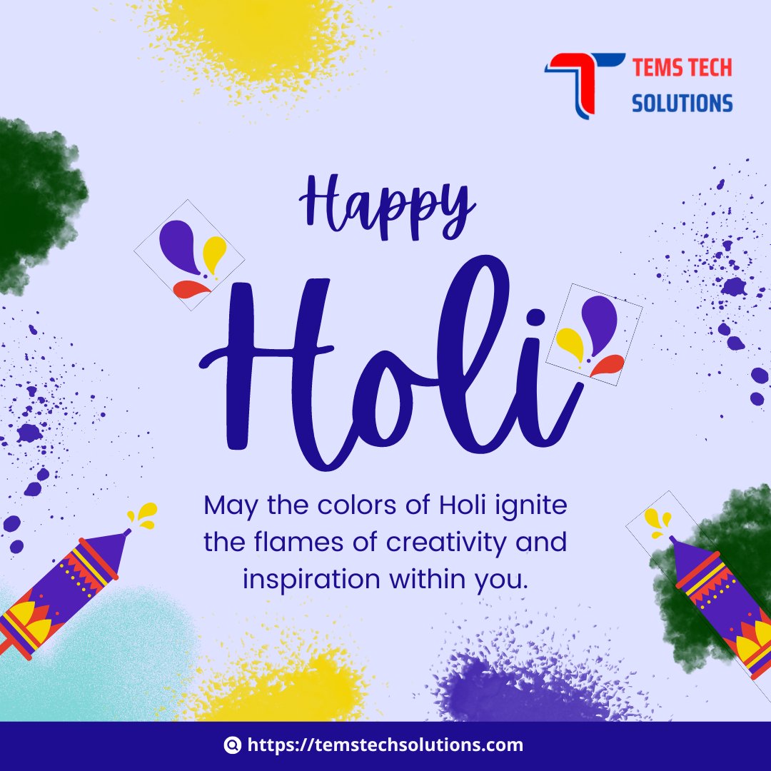 tems_tech's tweet photo. Dive into the spectrum of opportunity this Holi with TEMS Tech Solutions. #HappyHoli2024 ushers in a palette of innovation and growth, painting a future vibrant with potential. 
#TEMSTech #FestivalOfInnovation #ColorfulSuccess https://t.co/mfSQt24jyD