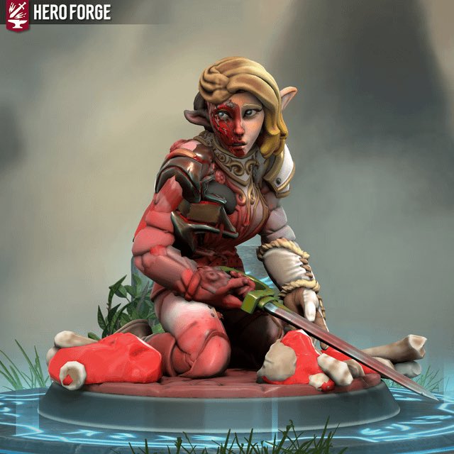 「#HeroForge the injured elf warrior girl 」|Benのイラスト
