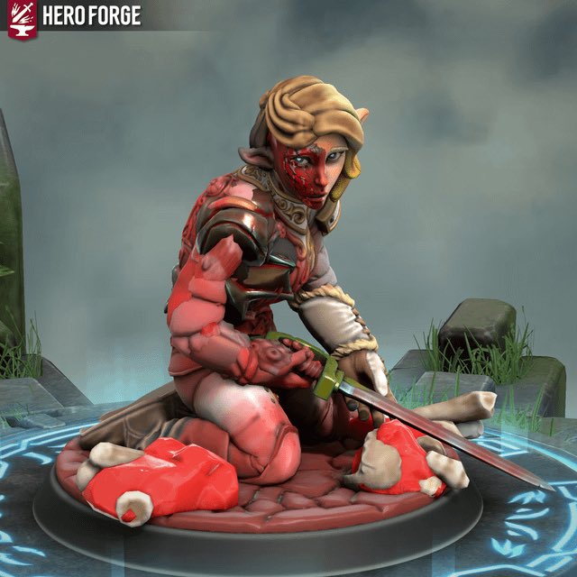 「#HeroForge the injured elf warrior girl 」|Benのイラスト